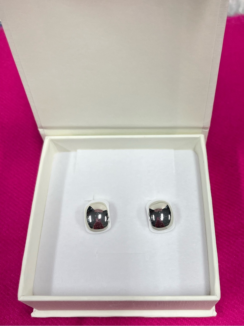 Heaven Mayhem Ky hoop smooth silver earrings. Brass with silver plating. NIB